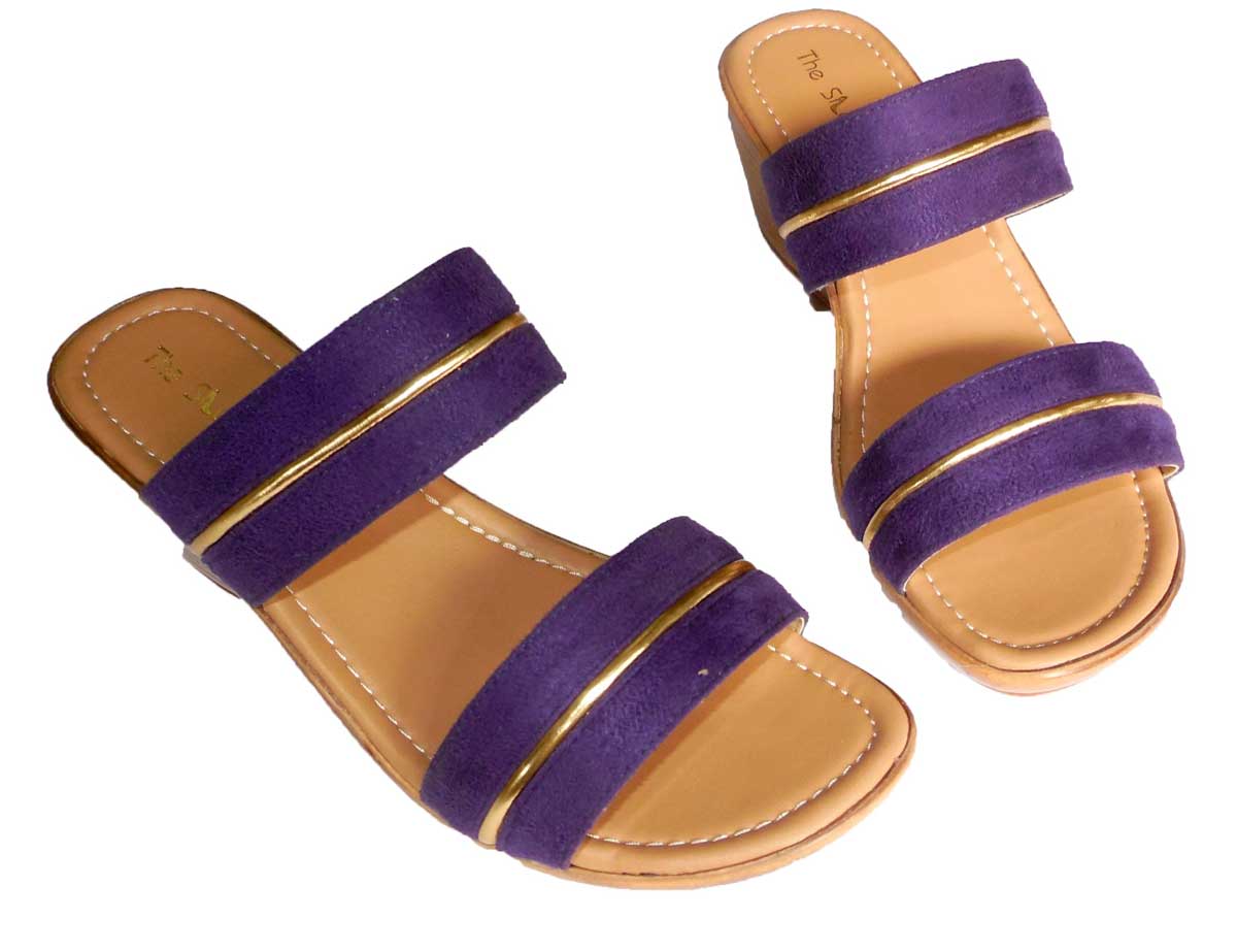 Purple & gold suede sandals