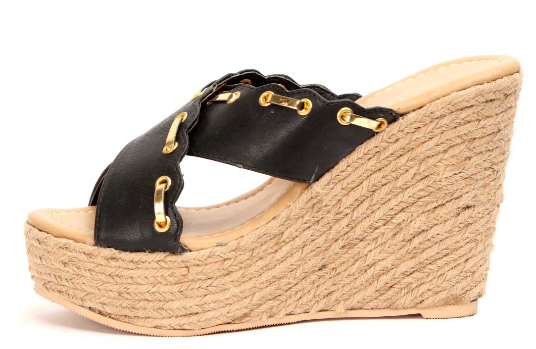 Black and gold Platform Wedges